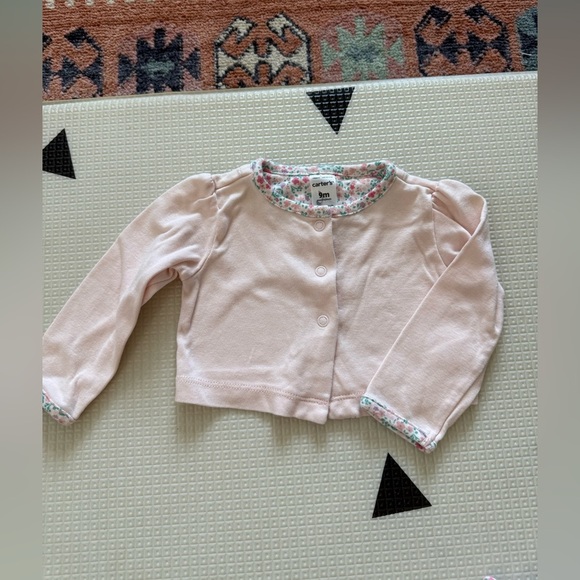 Carter’s|Baby girl Ditsy Floral Pink short sleeve dress bodysuit with cardigan• - Picture 2 of 5